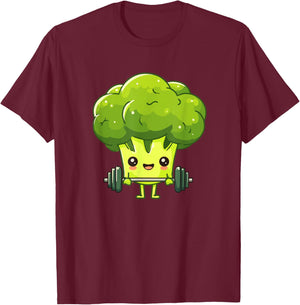 Broccoli Weightlifting Funny Fitness Vegan T-Shirt - T-Shirt | Maroon