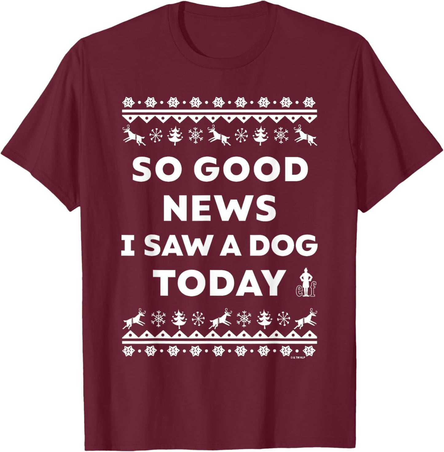 Elf Good news Faux Sweater T-Shirt - T-Shirt | Maroon