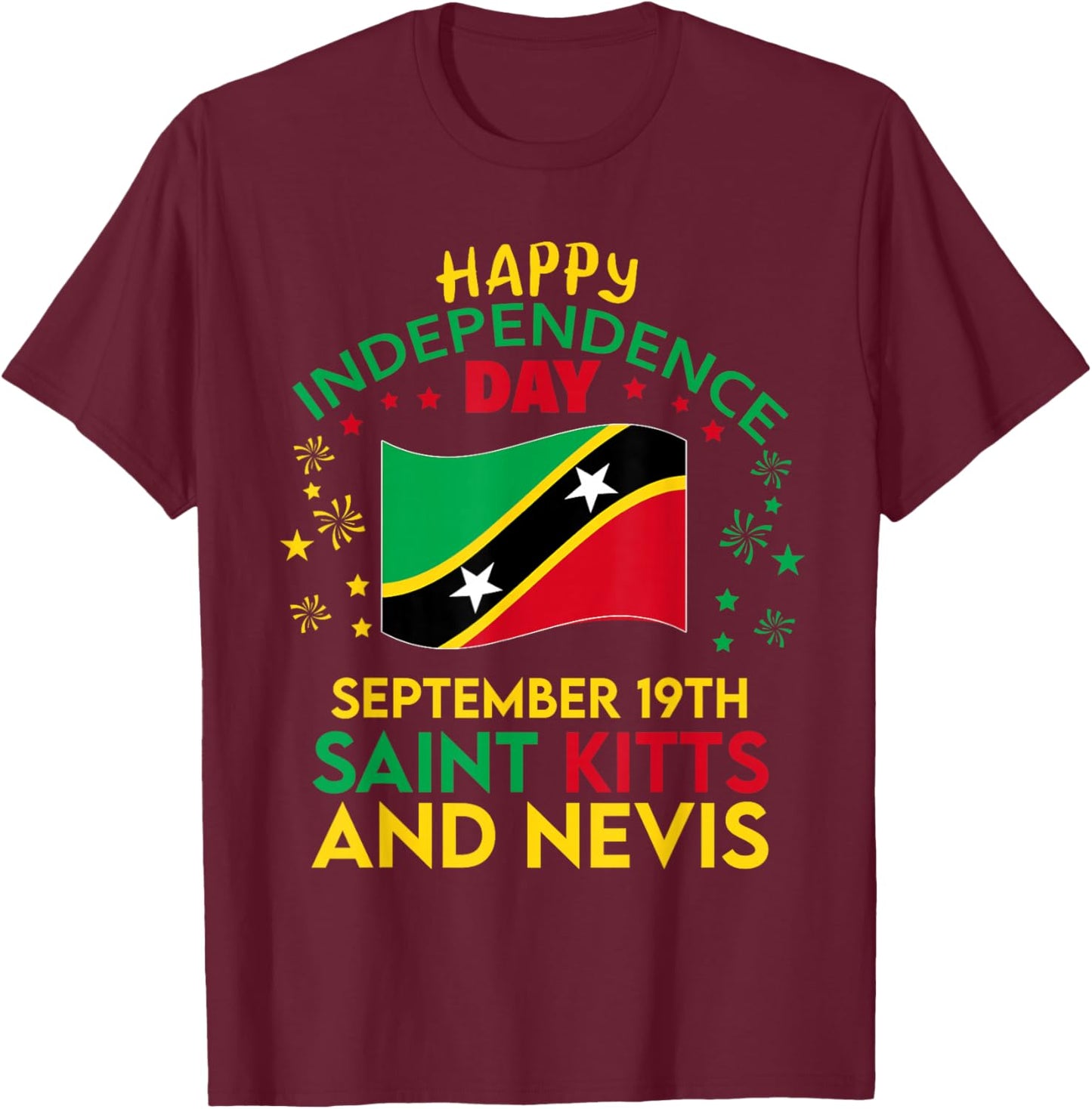 Saint Kitts and Nevis 42nd Independence Day Kittitian Pride T-Shirt - T-Shirt | Maroon