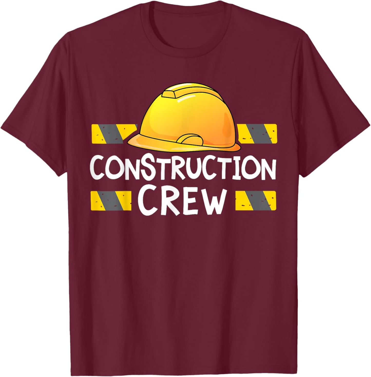 Boys Construction Crew Birthday Party Supplies Matching T-Shirt - T-Shirt | Maroon