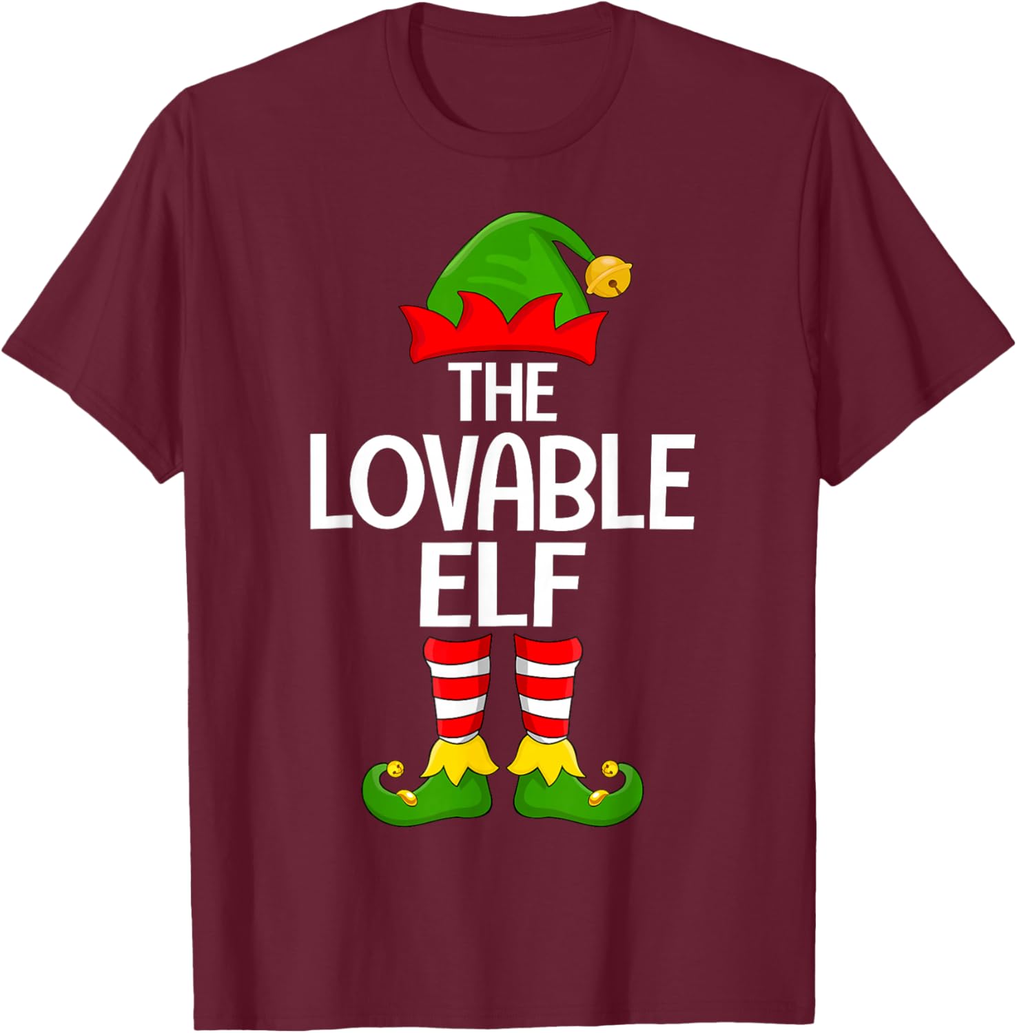 Lovable Elf Xmas Matching Family Elf Squad Christmas T-Shirt - T-Shirt | Maroon
