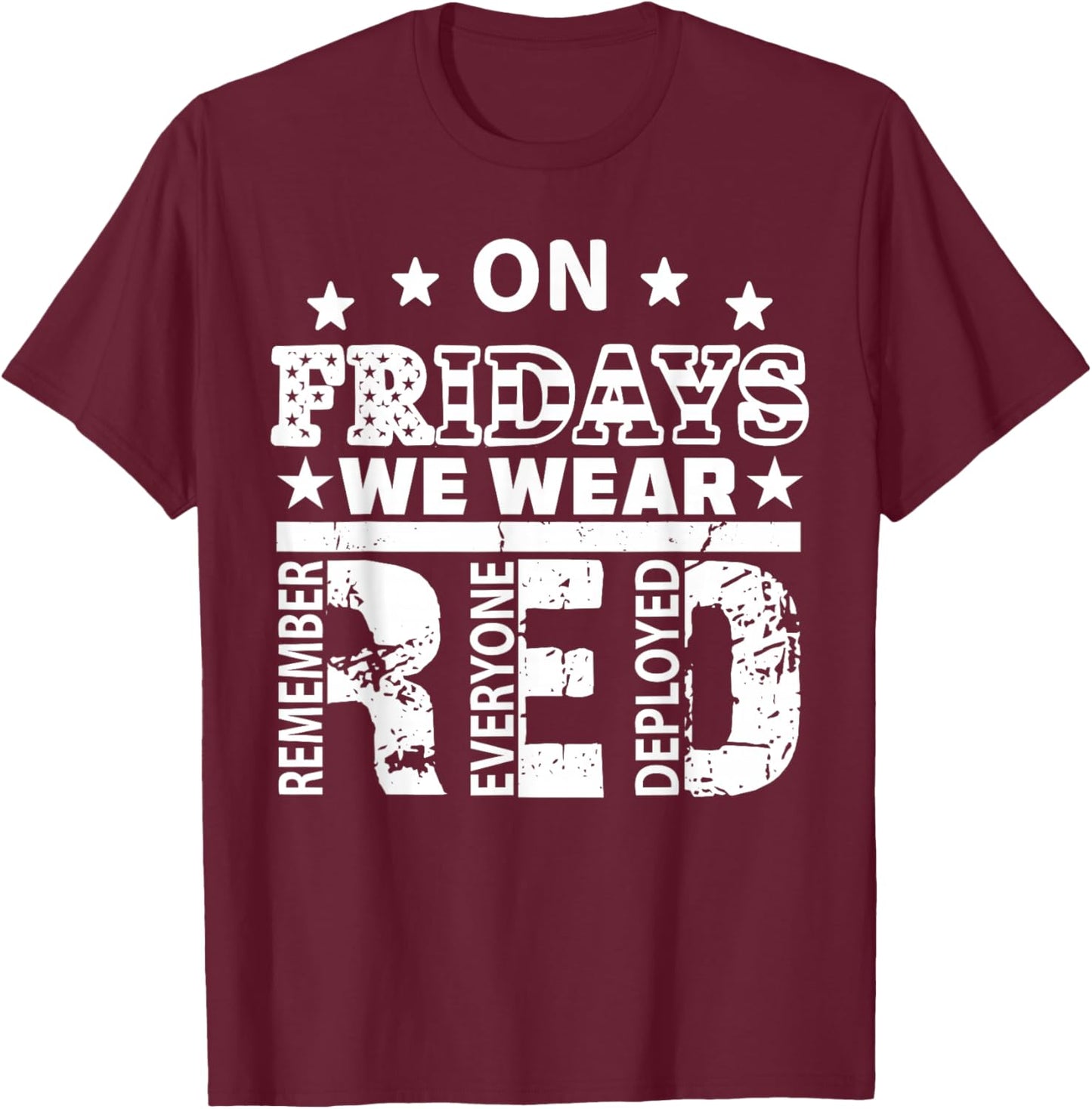 On Friday We Wear Red Military Supportive American Flag Men T-Shirt - T-Shirt | Maroon