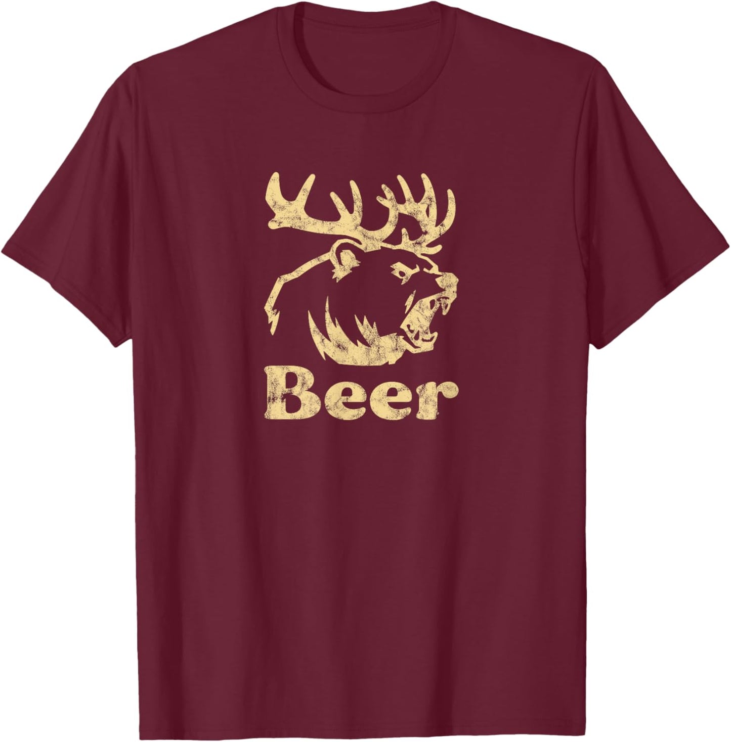 Bear Deer Beer T-Shirt - T-Shirt | Maroon