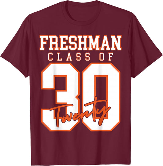 Freshman Class of 2030 Back-to-School High School Freshmen T-Shirt - T-Shirt | Maroon