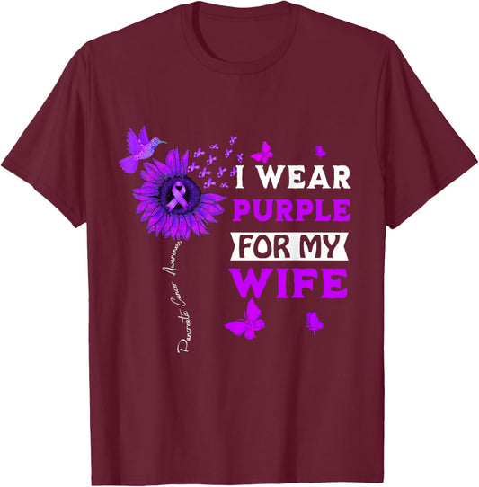 I Wear Purple For My Wife Pancreatic Cancer Awareness T-Shirt - T-Shirt | Maroon