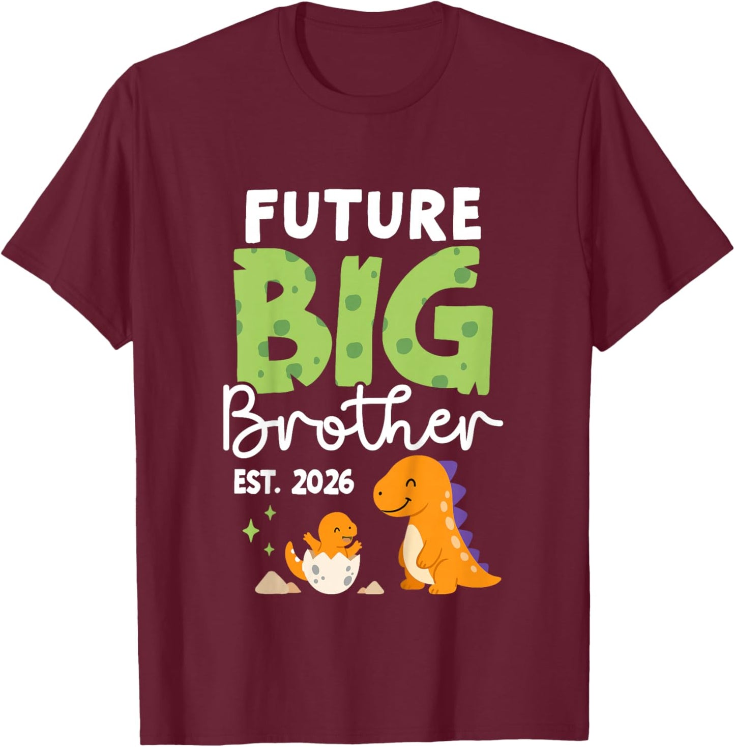 Kids Future Big Brother 2026 Dinosaur 2nd Pregnancy Announcement T-Shirt - T-Shirt | Maroon