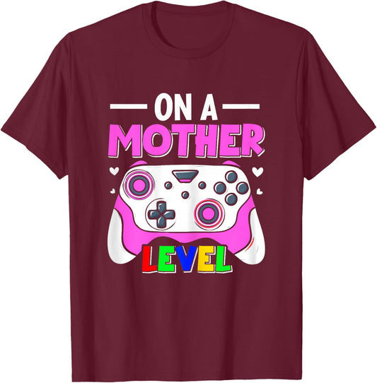 On A Mother Level Gaming Mom Mother's Day T-Shirt - T-Shirt | Maroon