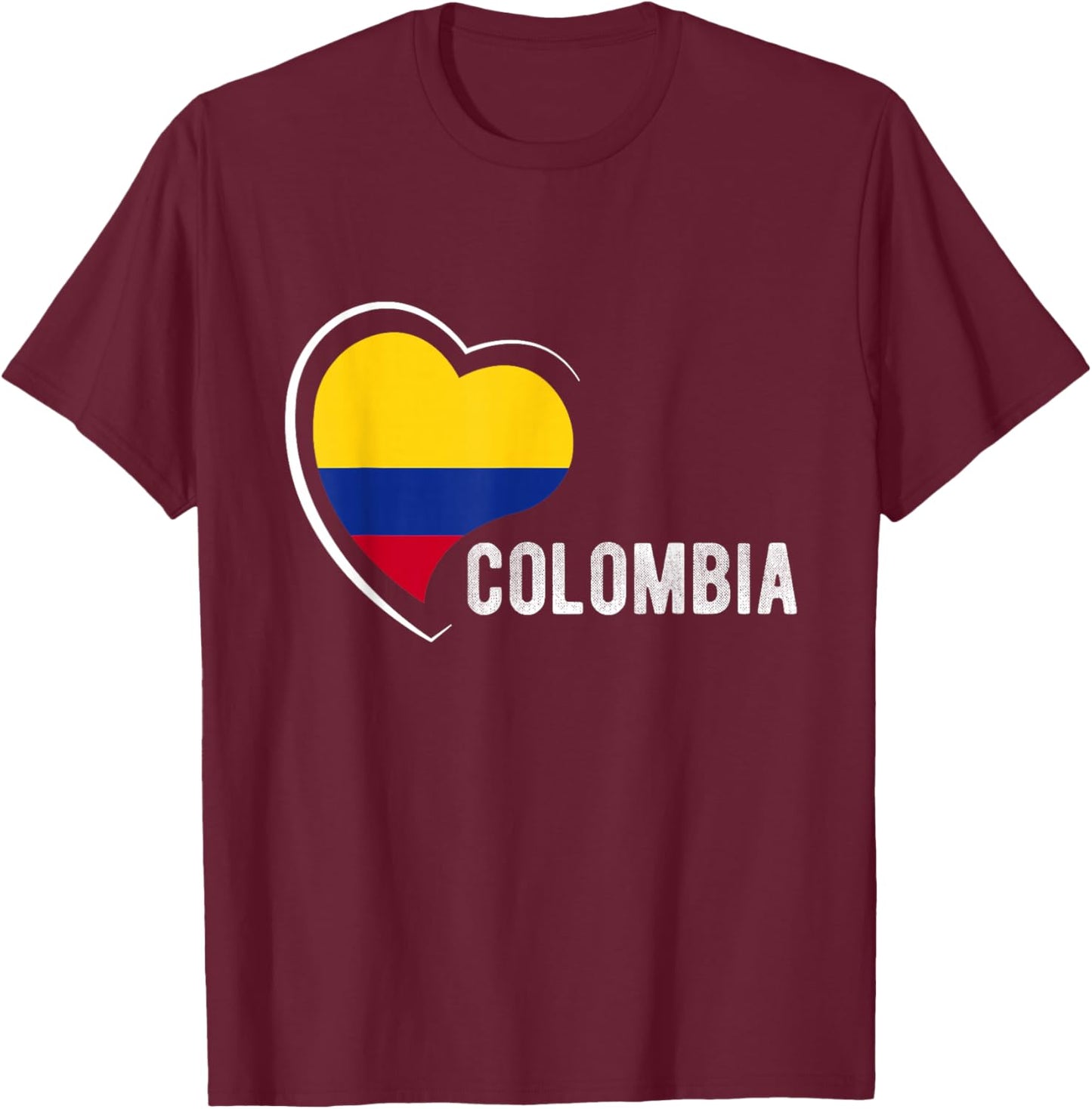 Colombia National Pride Heart Flag Colombian National T-Shirt - T-Shirt | Maroon