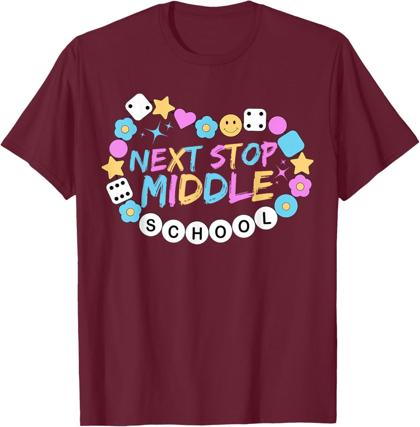 Next Stop Middle School Groovy Elementary School Graduation T-Shirt - T-Shirt | Maroon