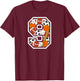 9th Birthday Sports Birthday Party 9 Year Old Boy T-Shirt - T-Shirt | Maroon