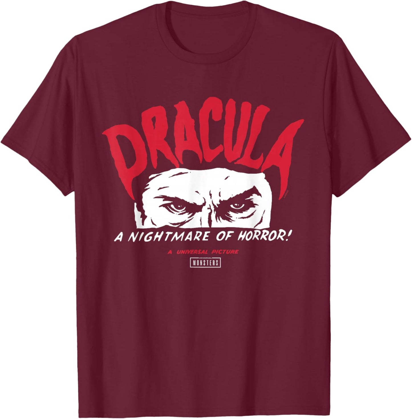 Universal Monsters Dracula A Nightmare of Horror T-Shirt - T-Shirt | Maroon