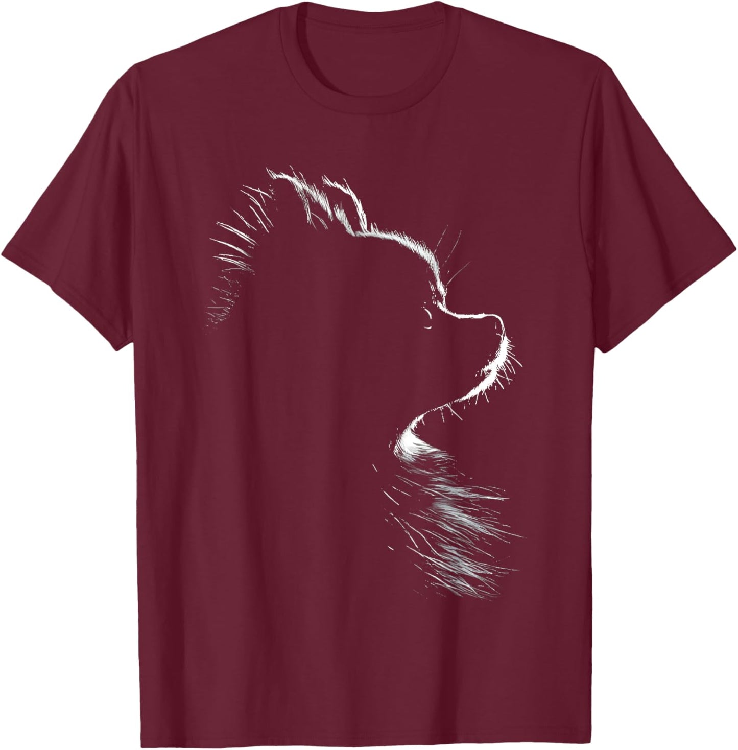 Retro Pomeranian Silhouette T-Shirt - T-Shirt | Maroon