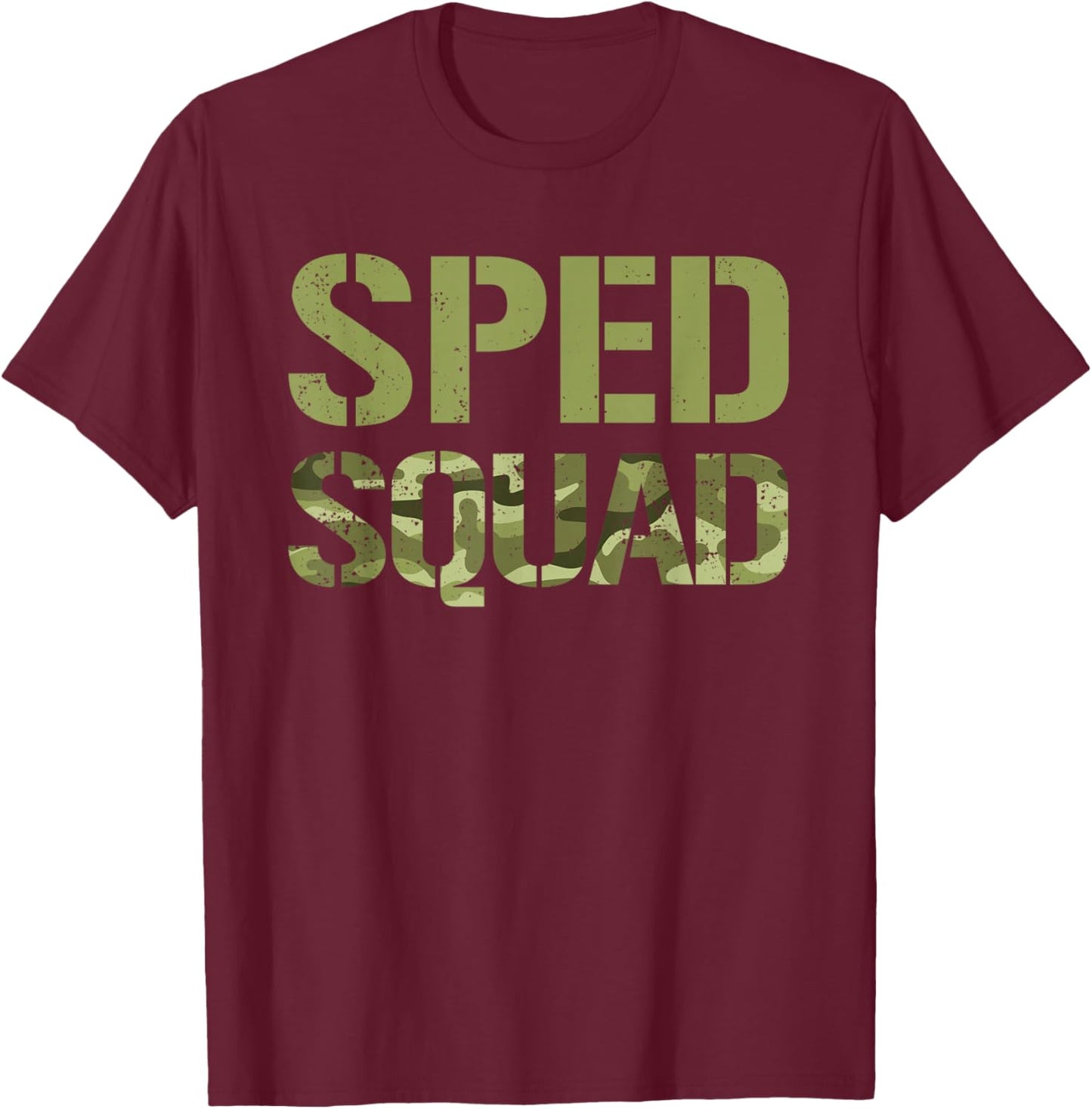 Camo Special Education Camouflage Retro Camo SPED Squad T-Shirt - T-Shirt | Maroon