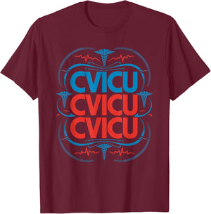 Pediatric CVICU Nurse Cvicu Squad Cardiac CVICU Nursing T-Shirt - T-Shirt | Maroon