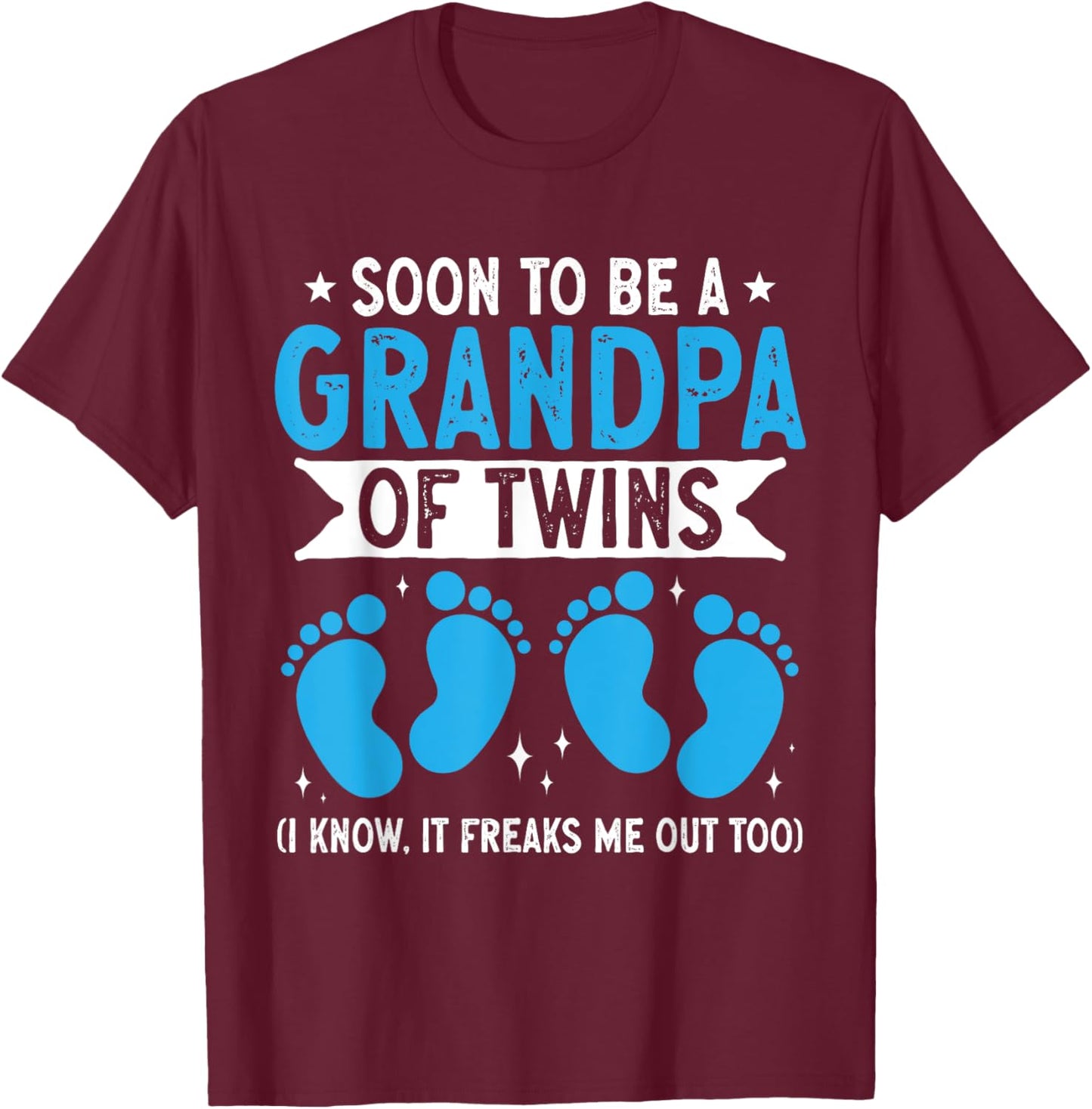 Twin Grandpa Soon To Be A Grandpa Of Twins T-Shirt - T-Shirt | Maroon
