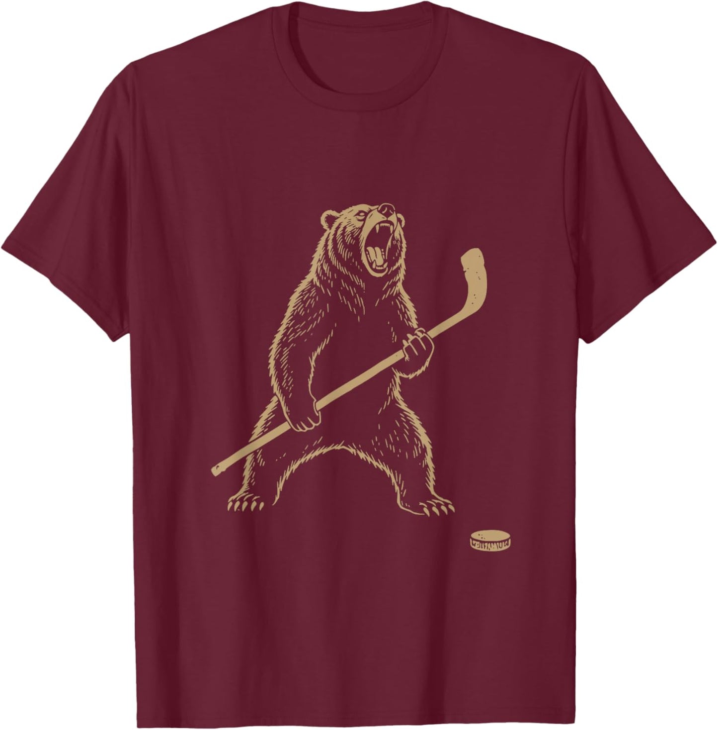Funny Polar Bear Playing Ice Hockey Sports Lover Player T-Shirt - T-Shirt | Maroon
