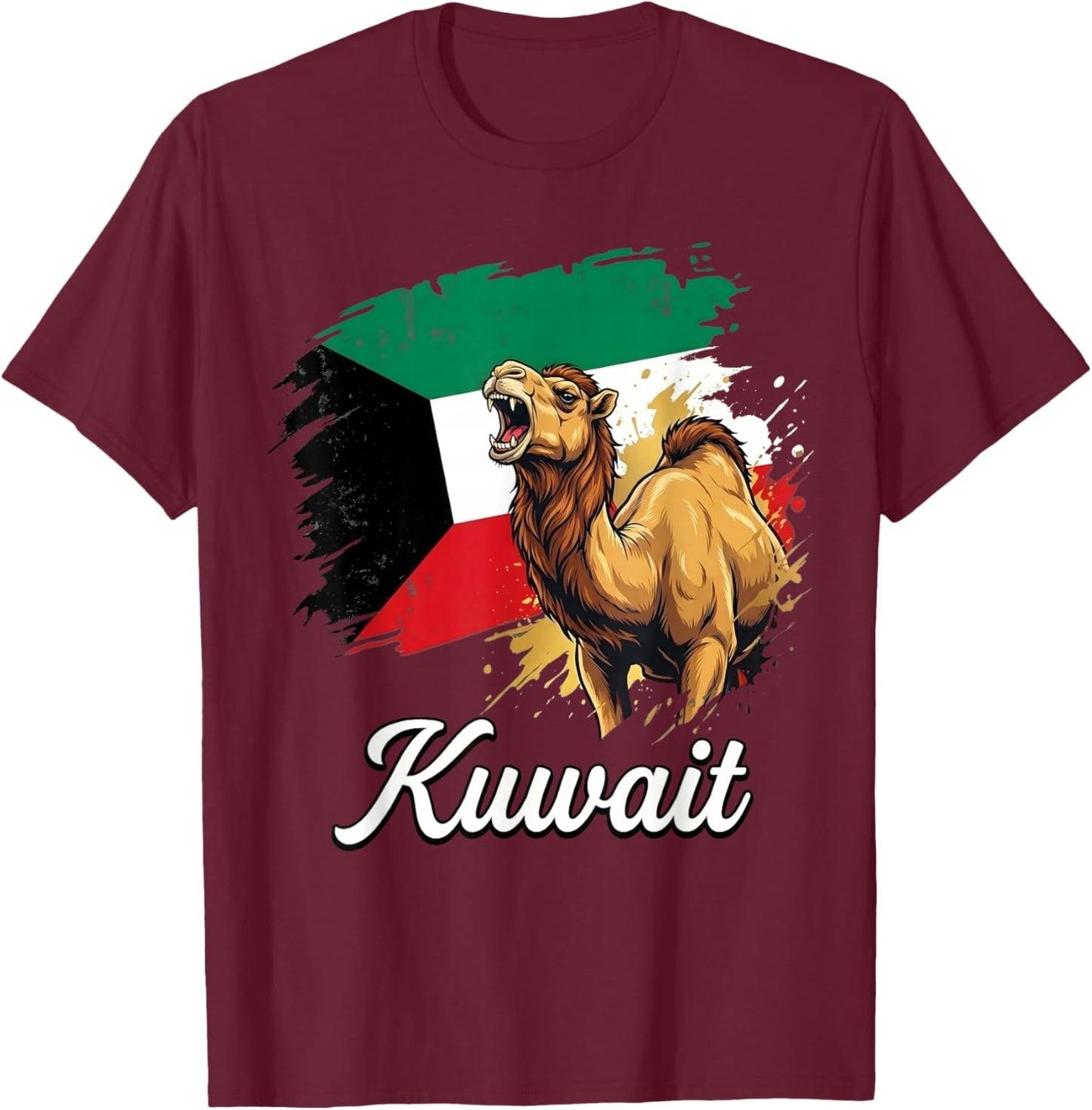 Kuwait Camel Flag Kuwaiti Patriotism Design T-Shirt - T-Shirt | Maroon