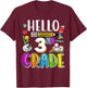 Hello 3rd Grade Back To School Teacher Student Kids T-Shirt - T-Shirt | Maroon