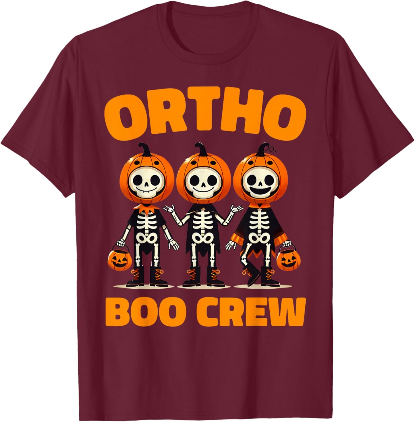 Cute Ortho Squad Spooky Ortho Orthopedic Boo Crew Halloween T-Shirt - T-Shirt | Maroon