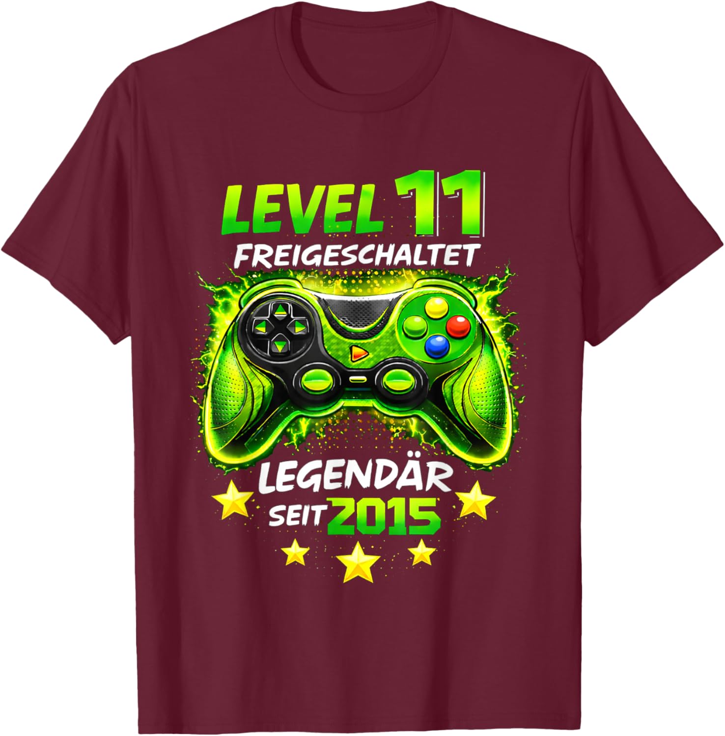 Level 11 Birthday Boy Gamer Funny 2015 11er Birthday T-Shirt - T-Shirt | Maroon