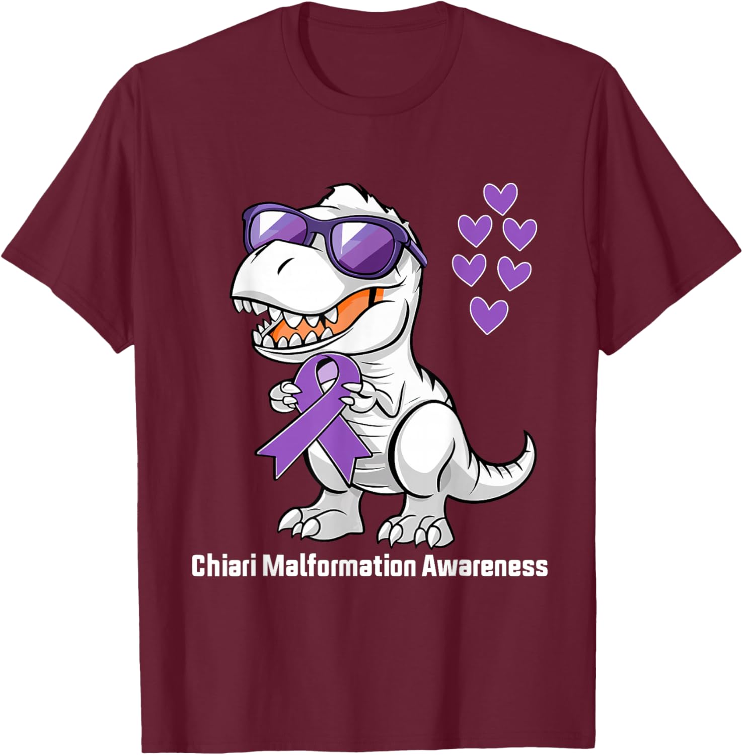 T-rex Dinosaur Chiari Malformation Awareness Dino Toddlers T-Shirt - T-Shirt | Maroon