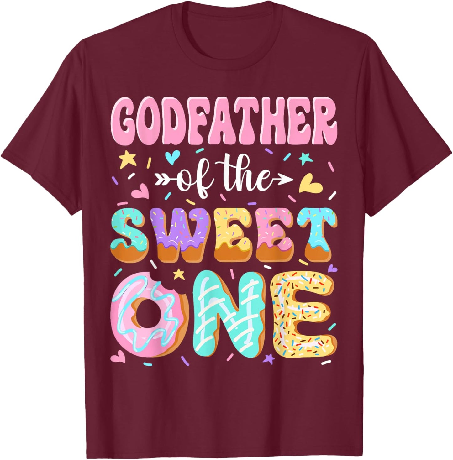 GodFather of The Sweet One First Birthday Matching Family T-Shirt - T-Shirt | Maroon