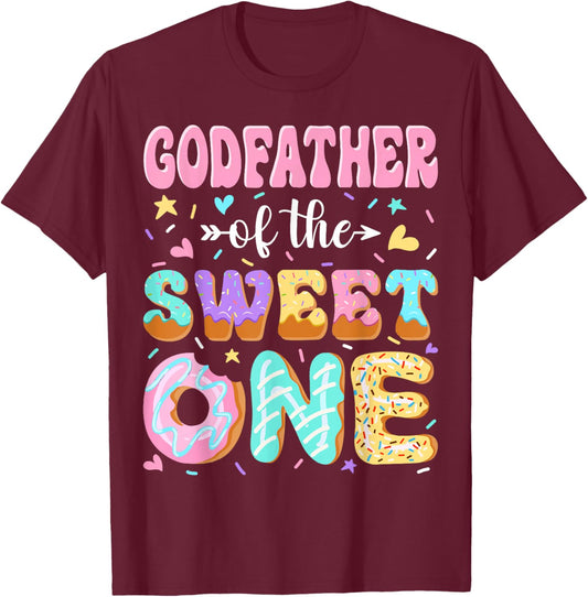 GodFather of The Sweet One First Birthday Matching Family T-Shirt - T-Shirt | Maroon