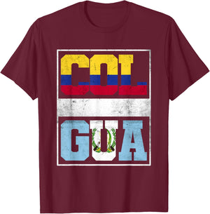 Colombia and Guatemala Mix Colombian Guatemalan Roots T-Shirt - T-Shirt | Maroon