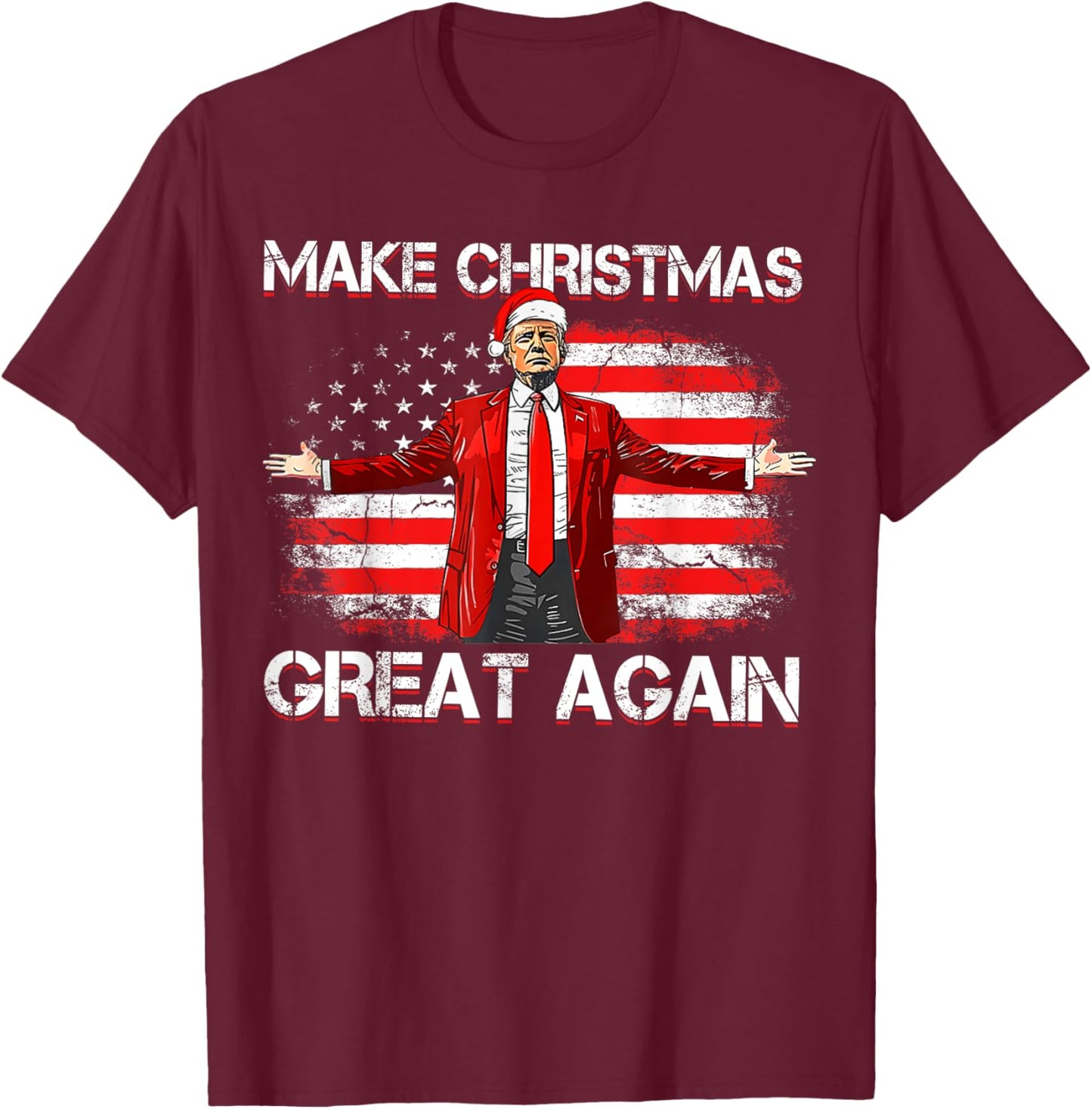 Make Christmas Great Again Santa Funny Trump Xmas Pajamas T-Shirt - T-Shirt | Maroon