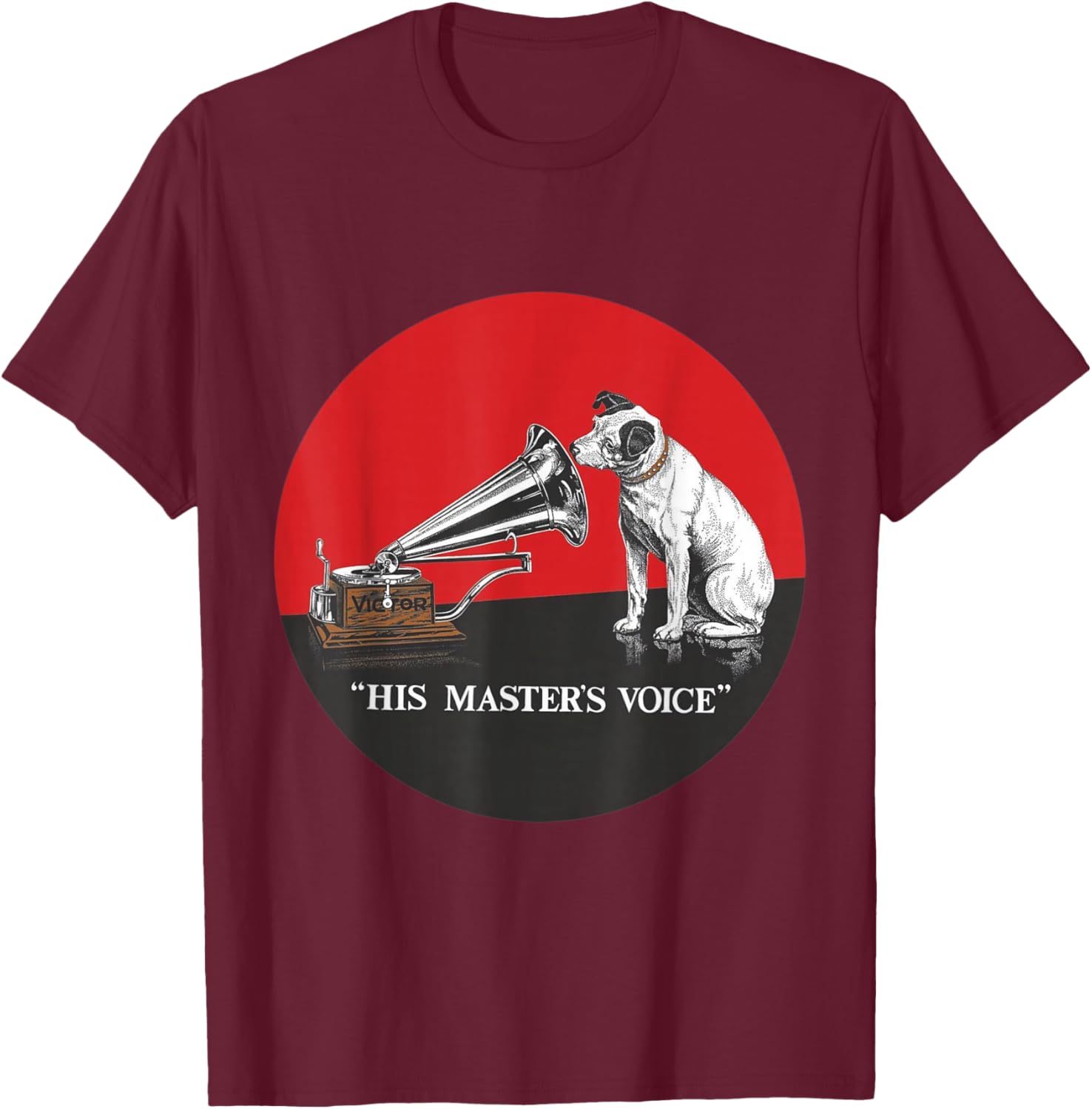 His Master's Voice RCA Victor Nipper Dog T-Shirt - T-Shirt | Maroon