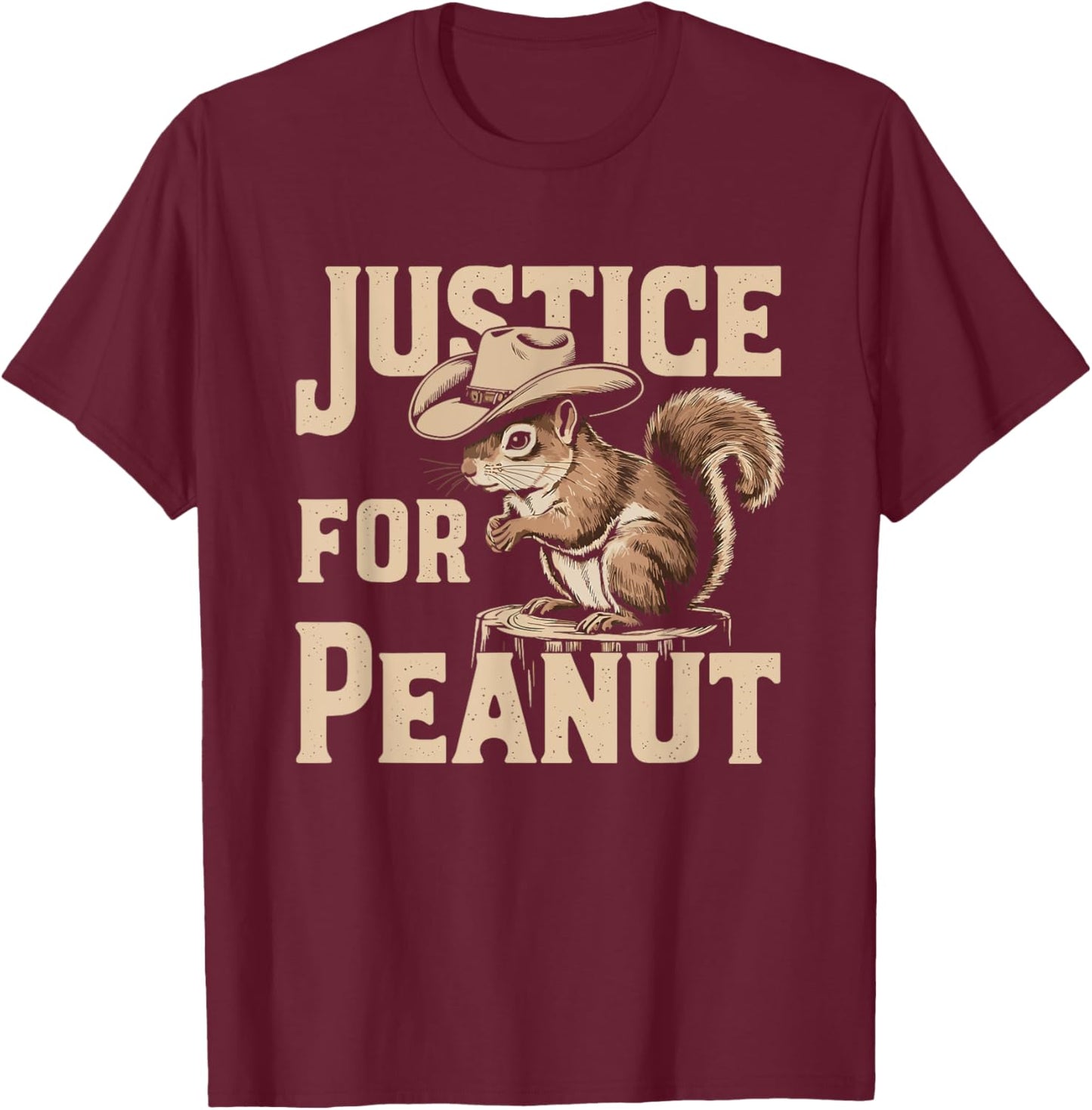 Justice For Peanut The Squirrel T-Shirt - T-Shirt | Maroon