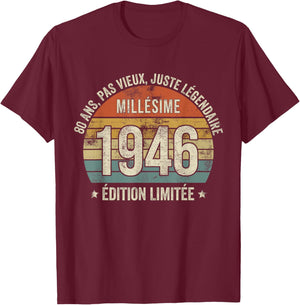 80 Years Funny Vintage 1946 Limited Edition Gift 80 Years T-Shirt - T-Shirt | Maroon