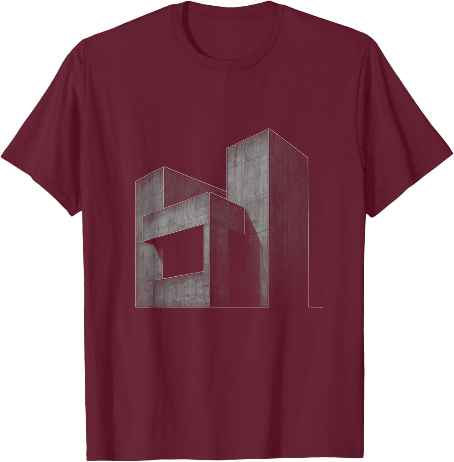Brutalist Architecture (Graphics, Streetwear Urban Minimal) T-Shirt - T-Shirt | Maroon
