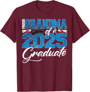 Proud Grandma Of A Class Of 2025 Senior Graduate Men Women T-Shirt - T-Shirt | Maroon