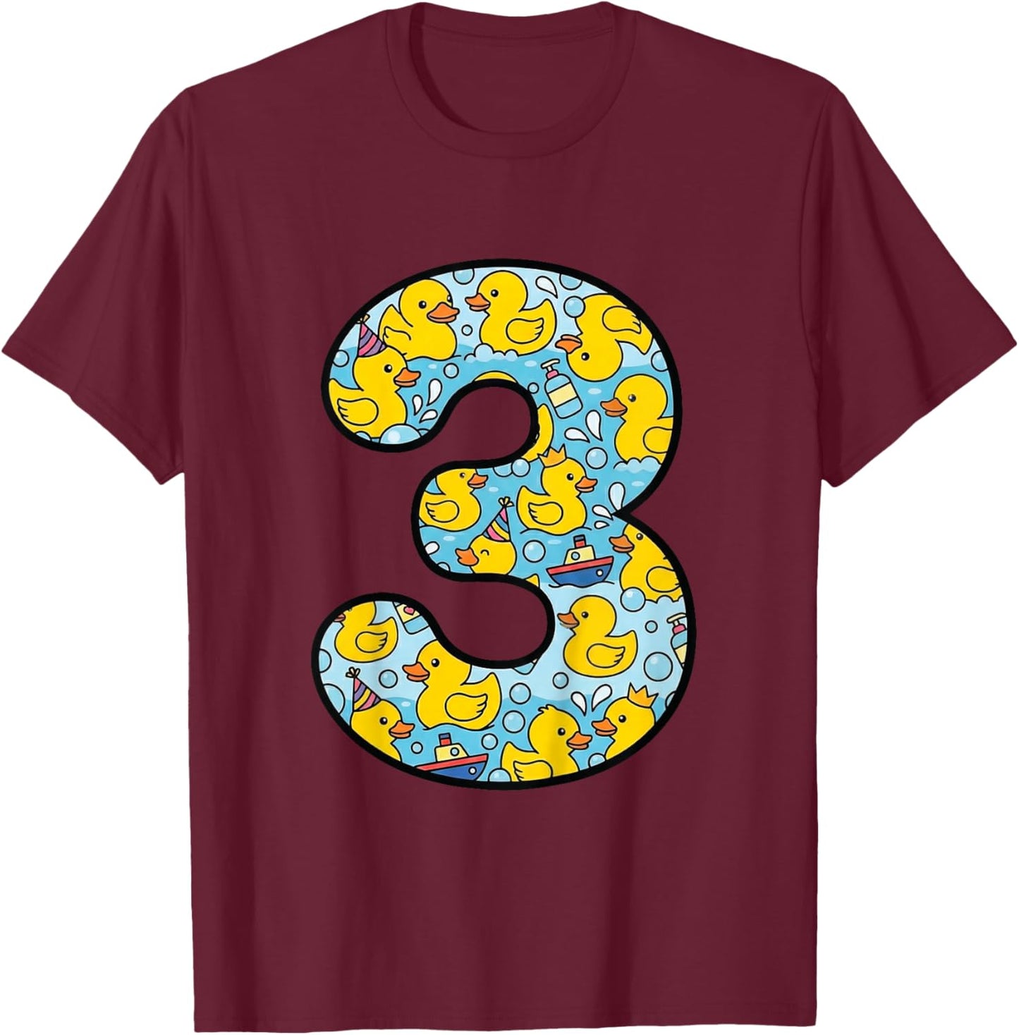Rubber Duckie Kids 3rd Birthday Rubber Duck T-Shirt - T-Shirt | Maroon