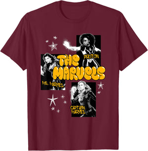 Marvel The Marvels Group Portrait Cosmic Power T-Shirt - T-Shirt | Maroon