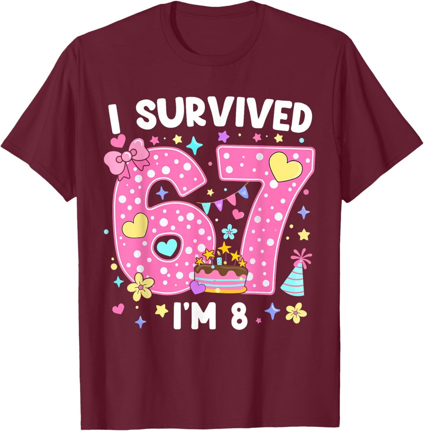 8 Year Old Girl Birthday Outfit Girls Funny 8th Birthday T-Shirt - T-Shirt | Maroon