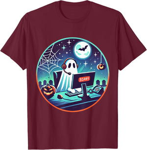 Ghost Call Center Rep Funny Halloween Costume Job Profession T-Shirt - T-Shirt | Maroon