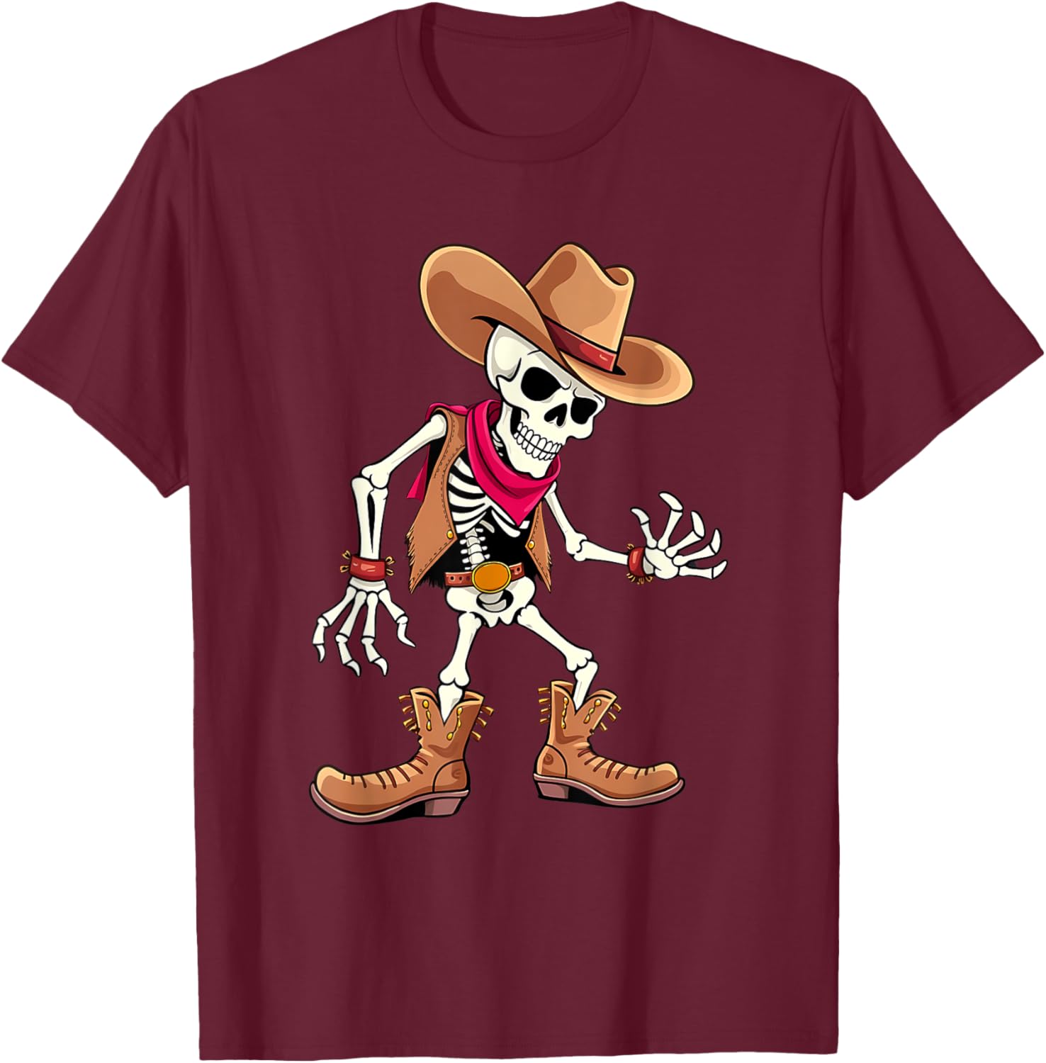 Dabbing Skeleton Cowboy Halloween Costume kids boys men T-Shirt - T-Shirt | Maroon