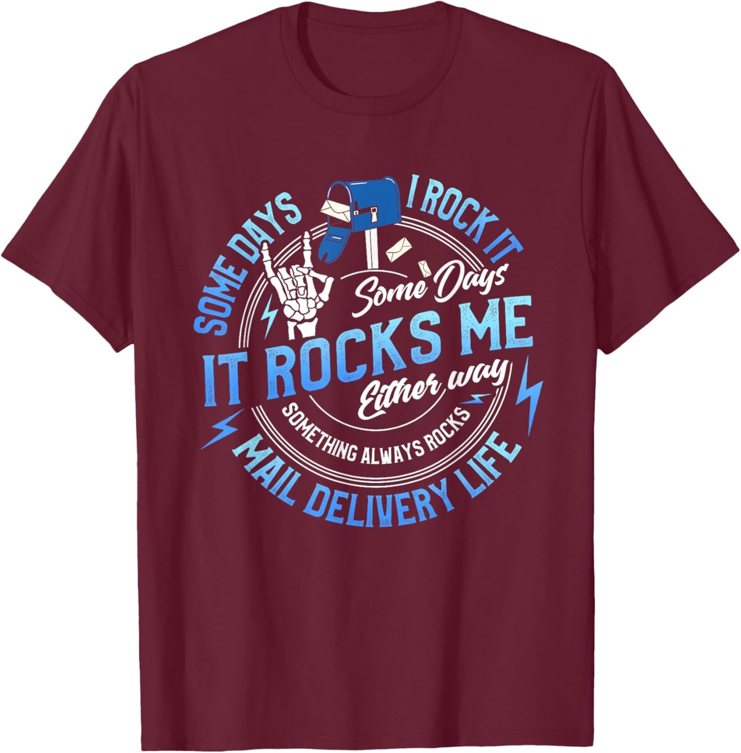 Mail Carrier Monday Face Funny Postal Worker Mailman T-Shirt - T-Shirt | Maroon