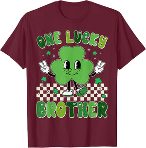 One Lucky Brother St Patrick's Day Shamrock Kids Boy Toddler T-Shirt - T-Shirt | Maroon