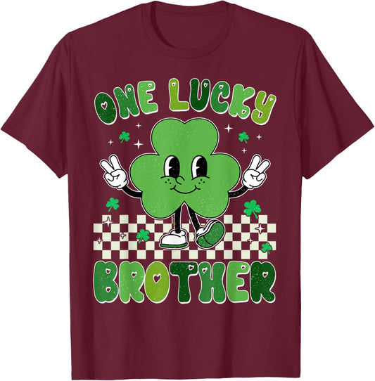 One Lucky Brother St Patrick's Day Shamrock Kids Boy Toddler T-Shirt - T-Shirt | Maroon