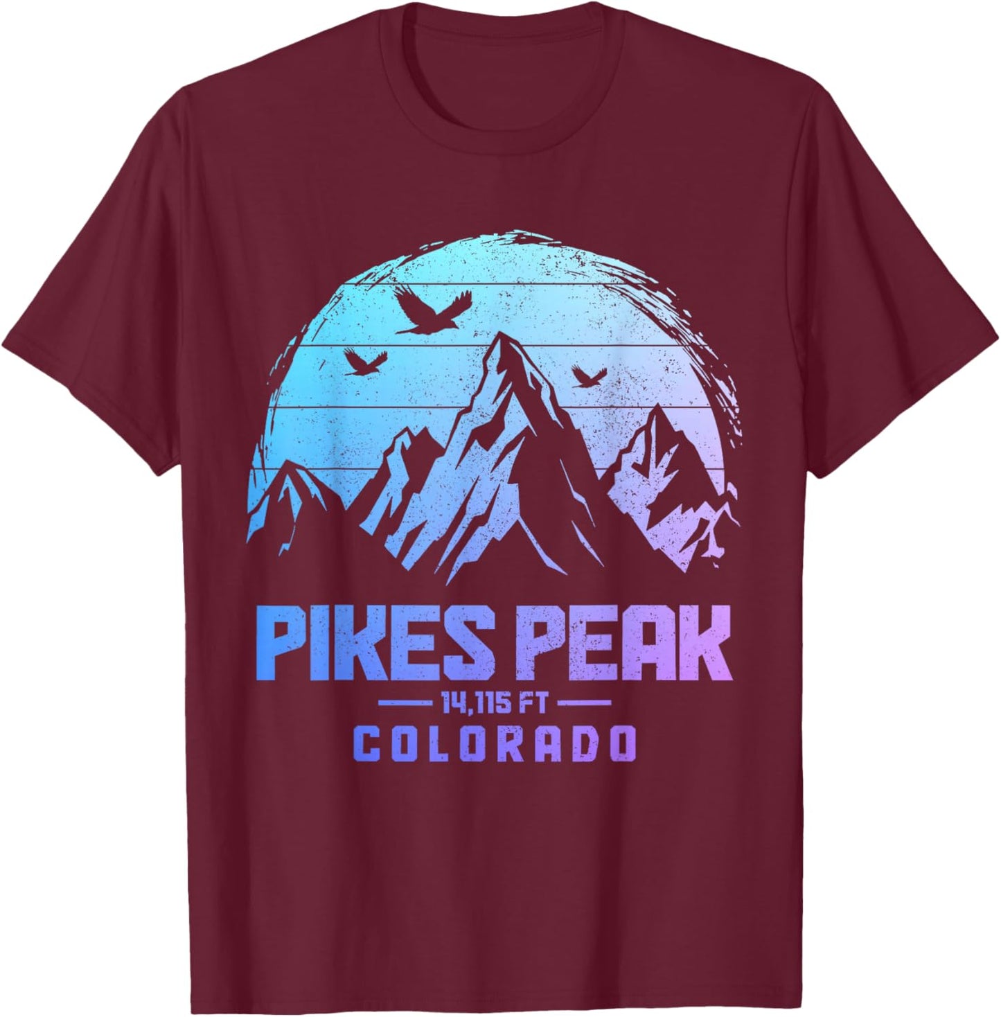 Pikes Peak Colorado Rocky Mountains Climbing Souvenirs T-Shirt - T-Shirt | Maroon