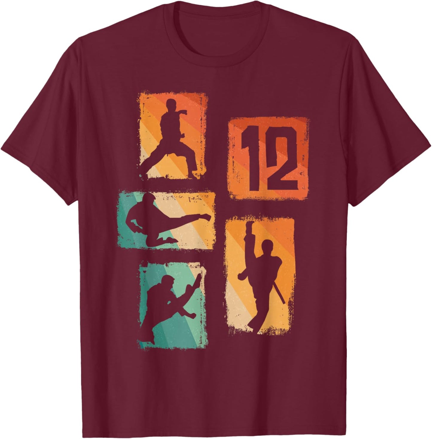 12th Birthday Karate Taekwondo 12 Years Old Boy Martial Arts T-Shirt - T-Shirt | Maroon