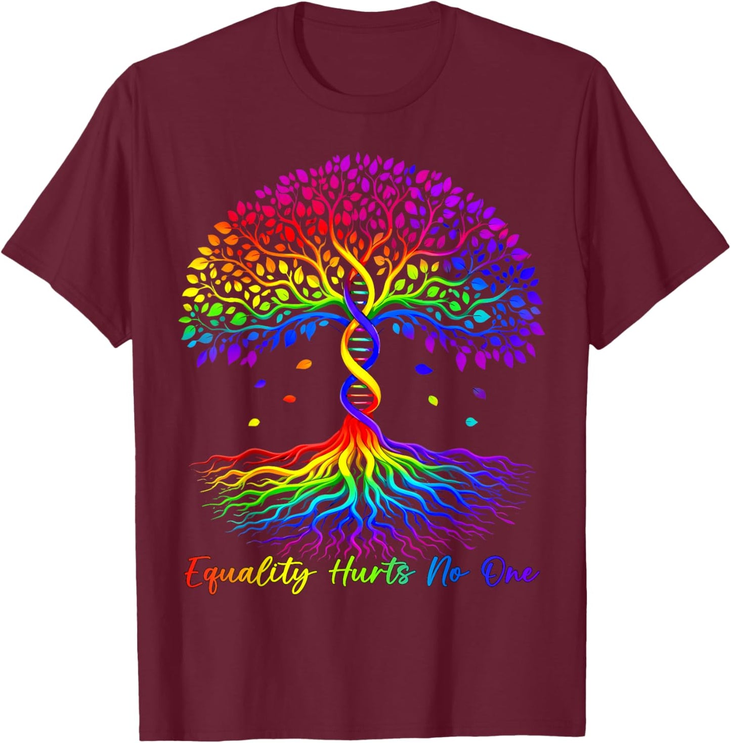 Equality Hurts No One Tree Life Rainbow LGBT Pride Men Women T-Shirt - T-Shirt | Maroon