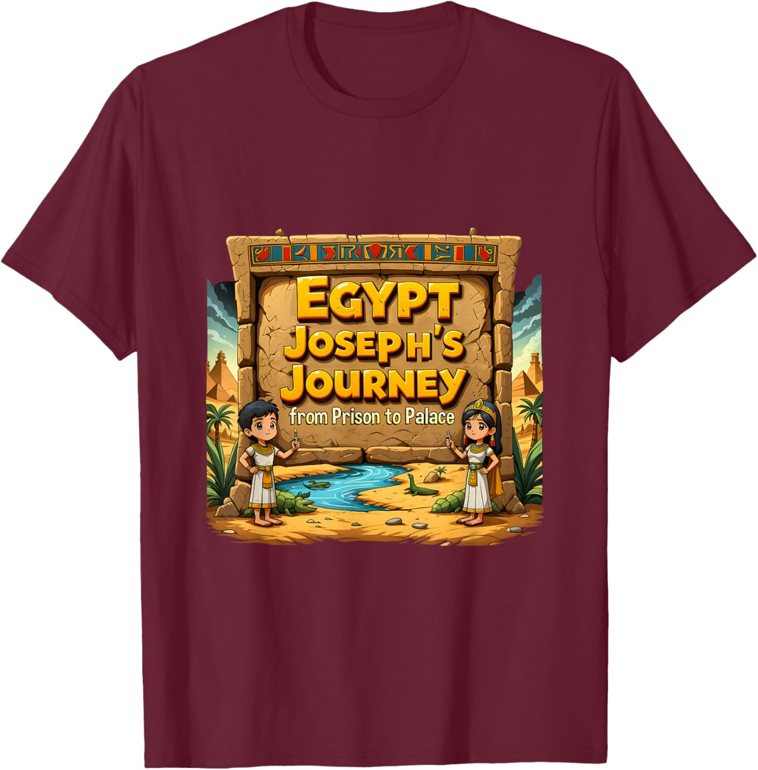Kids VBS 2025 Camp Youth Trip Egypt Adventure T-Shirt - T-Shirt | Maroon