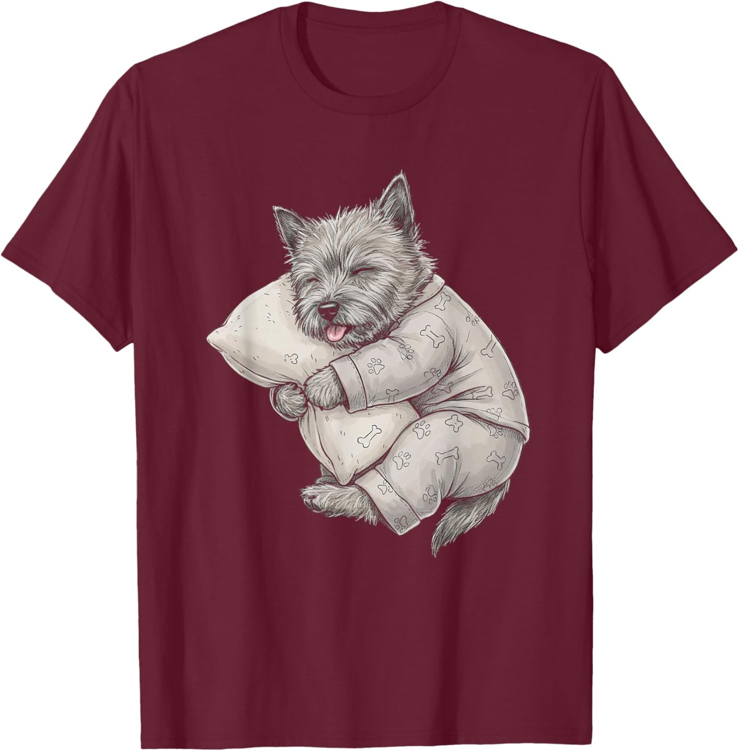 Funny Sleepy Cairn Terrier Pajama Men Women Kids T-Shirt - T-Shirt | Maroon
