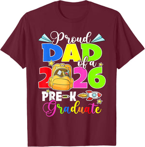 Proud Dad of 2026 Pre-K Graduate Mothers Day Graduation T-Shirt - T-Shirt | Maroon