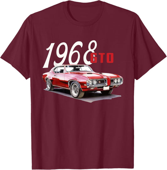 1968 68 GTO Classic Car Old School Muscle Car T-Shirt - T-Shirt | Maroon