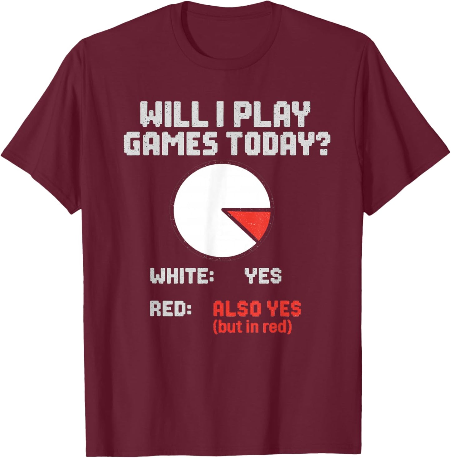 Funny Gamer Pie Chart Will I Play Video Games Today Yes T-Shirt - T-Shirt | Maroon